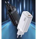 TOPK B314P Caricabatterie a 3 porte - PD / Quick Charge 3.0 - Power Delivery USB Fast Charge 65W GaN - Caricabatterie da parete Wallcharger AC Adattatore per caricabatteria da casa Bianco