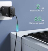 TOPK B314P Caricabatterie a 3 porte - PD / Quick Charge 3.0 - Power Delivery USB Fast Charge 65W GaN - Caricabatterie da parete Wallcharger AC Adattatore per caricabatteria da casa Bianco