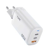 TOPK B314P 3-Port Plug Charger - PD / Quick Charge 3.0 - Power Delivery USB Fast Charge 65W GaN - Wall Charger Wallcharger AC Home Charger Adapter White