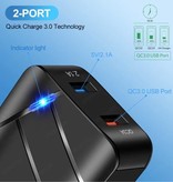 IRONGEER Chargeur de prise 28W - Charge rapide double port 3.0 / 2.1A - Chargeur de charge rapide USB Chargeur mural AC Adaptateur de chargeur domestique Noir