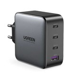 UGREEN Cargador de enchufe de 100 W - Puerto cuádruple PD / Carga rápida 3.0 - Entrega de energía GaN Carga rápida USB - Cargador de pared Cargador de pared Adaptador de cargador de CA para el hogar Negro