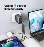 UGREEN Ładowarka wtyczkowa 100W - Quad Port PD / Quick Charge 3.0 - GaN Power Delivery Szybkie ładowanie USB - Ładowarka ścienna Ładowarka sieciowa AC Adapter ładowarki czarny