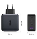 UGREEN 100 W Steckerladegerät – Quad Port PD / Quick Charge 3.0 – GaN-Stromversorgung USB-Schnellladung – Wandladegerät Wallcharger AC Home Charger Adapter Schwarz