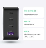 UGREEN 100W Plug Charger and Charging Cable - Quad Port PD / Quick Charge 3.0 - GaN Power Delivery USB Fast Charge - Wall Charger Wallcharger AC Home Charger Adapter Black