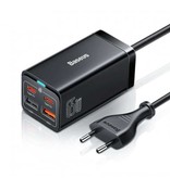 Baseus Blok ładujący 65 W — poczwórny 4-portowy GaN USB Fast Charge — ładowarka ścienna Ładowarka ścienna AC Wtyczka ładowarki domowej Adapter ładowarki czarny