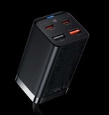 Baseus 65W Oplaadblok - Quad 4-Port GaN USB Fast Charge - Oplader Muur Wallcharger AC Thuislader Stekkerlader Adapter Zwart