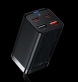Baseus Bloc de charge 65 W - Quad 4 ports GaN USB Fast Charge - Chargeur mural AC Home Charger Plug Adaptateur chargeur Noir