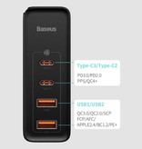 Baseus 100W Plug Charger - Quad Port PD / Quick Charge 3.0 - GaN Power Delivery USB Fast Charge - Wall Charger Wallcharger AC Home Charger Adapter Black