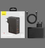 Baseus 100 W Steckerladegerät – Quad Port PD / Quick Charge 3.0 – GaN Power Delivery USB-Schnellladung – Wandladegerät Wallcharger AC Home Charger Adapter Schwarz