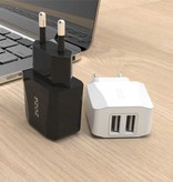 PZOZ 2.1A Stekkerlader - Dual 2-Port USB Fast Charge Oplader Muur Wallcharger AC Thuislader Adapter Wit