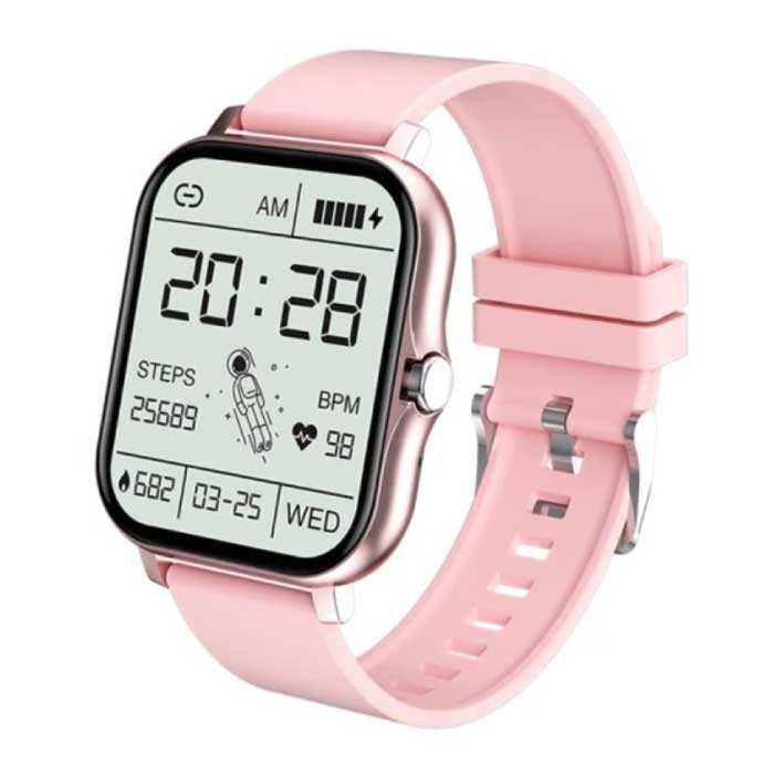 Smartwatch 1.69" Smartband Fitness Sport Activity Tracker Watch IP67 iOS iPhone Android Cinturino in silicone rosa