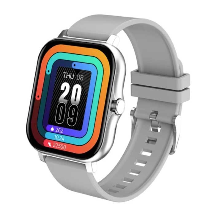 1.69 "Smartwatch Smartband Fitness Sportowy zegarek do śledzenia aktywności IP67 iOS iPhone Android Silikonowy pasek Szary