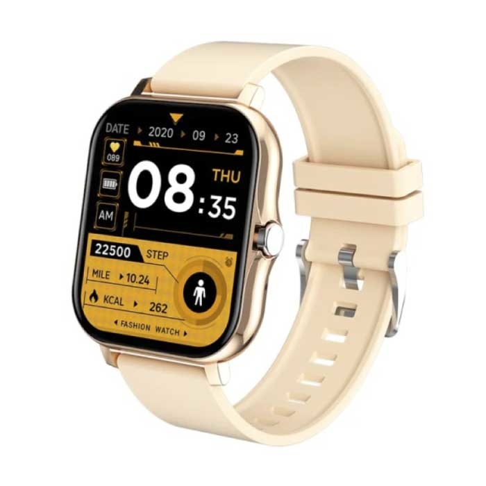 Smartwatch 1.69" Smartband Fitness Sport Activity Tracker Watch IP67 iOS iPhone Android Cinturino in silicone oro