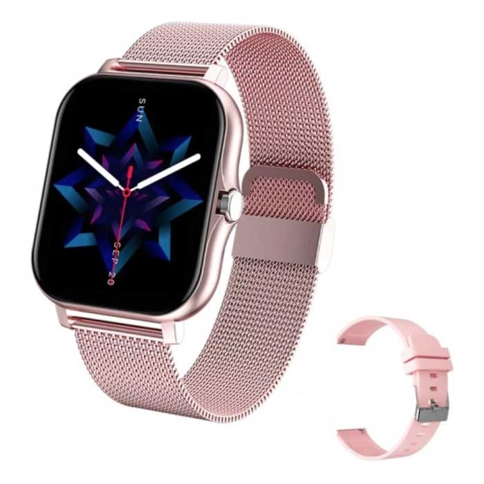 Smartwatch 1.69" Smartband Fitness Sport Activity Tracker Watch IP67 iOS iPhone Android Cinturino in rete rosa