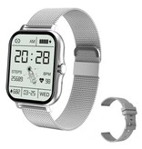 ZODVBOZ 1.69 "Smartwatch Smartband Fitness Sportowy zegarek do śledzenia aktywności IP67 iOS iPhone Android Mesh Pasek Srebrny