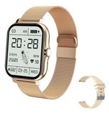 ZODVBOZ 1,69" Smartwatch Smartband Fitness Sportowy zegarek do śledzenia aktywności IP67 iOS iPhone Android Mesh Strap Gold