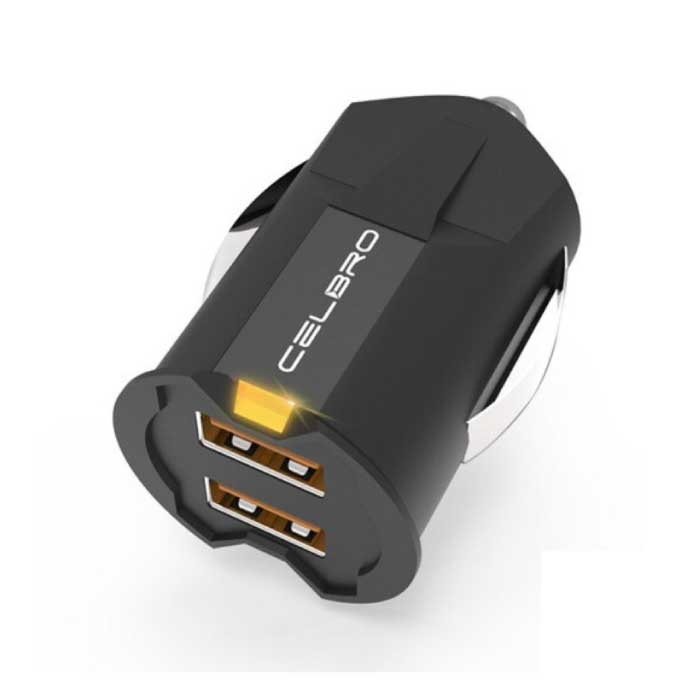 Mini 2 Port Car Charger 2A - Carcharger Double Port - Noir