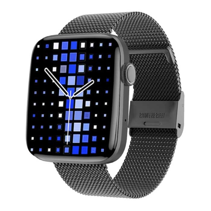Smartwatch de 1.8" - Correa de malla Fitness Sport Activity Tracker Reloj GPS Asistente de voz Android Negro