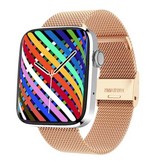 Sanlepus Montre connectée 1,8" - Bracelet en maille Fitness Tracker d'activité sportive Montre GPS Assistant vocal Android Or