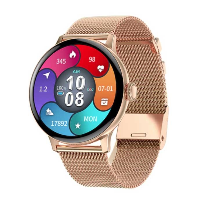 Rimless Smartwatch Correa de malla Fitness Sport Activity Tracker Watch Android Gold