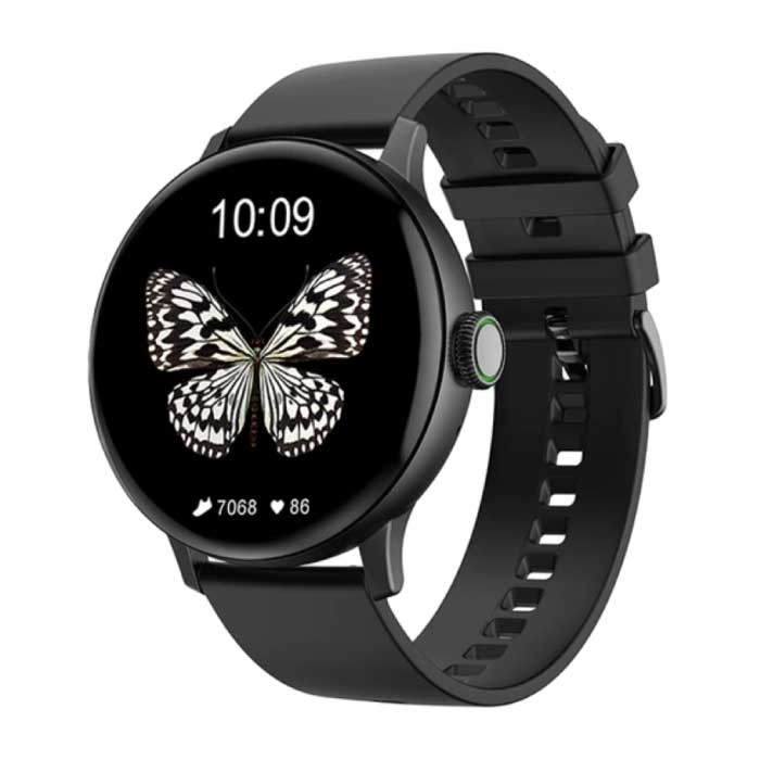 Randlose Smartwatch Silikonband Fitness Sport Activity Tracker Uhr Android Schwarz