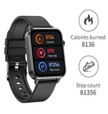 Stuff Certified® E86 EKG-Smartwatch mit zusätzlichem Armband – Fitness-Sport-Aktivitäts-Tracker-Uhr Android – TPU-Lederarmband schwarz