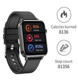 Stuff Certified® Reloj inteligente E86 ECG con correa extra - Fitness Sport Activity Tracker Watch Android - Correa de cuero TPU Negro