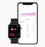 Stuff Certified® E86 EKG-Smartwatch mit zusätzlichem Armband – Fitness-Sport-Aktivitäts-Tracker-Uhr Android – TPU-Lederarmband schwarz