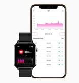 Stuff Certified® E86 EKG Smartwatch z dodatkowym paskiem - Fitness Sportowy zegarek do monitorowania aktywności Android - Skórzany pasek TPU Czarny