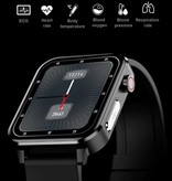 Stuff Certified® Smartwatch E86 ECG con cinturino extra - Fitness Sport Activity Tracker Watch Android - Cinturino in pelle TPU nero