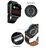 Stuff Certified® Reloj inteligente E86 ECG con correa extra - Fitness Sport Activity Tracker Watch Android - Correa de cuero TPU Negro