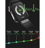 Stuff Certified® E86 ECG Smartwatch met Extra Bandje - Fitness Sport Activity Tracker Horloge Android - TPU Leren Bandje Zwart