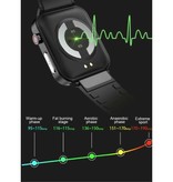 Stuff Certified® E86 EKG Smartwatch z dodatkowym paskiem - Fitness Sportowy zegarek do monitorowania aktywności Android - Skórzany pasek TPU Czarny