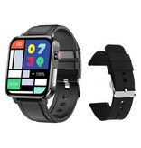 Stuff Certified® E86 ECG Smartwatch met Extra Bandje - Fitness Sport Activity Tracker Horloge Android - TPU Leren Bandje Zwart