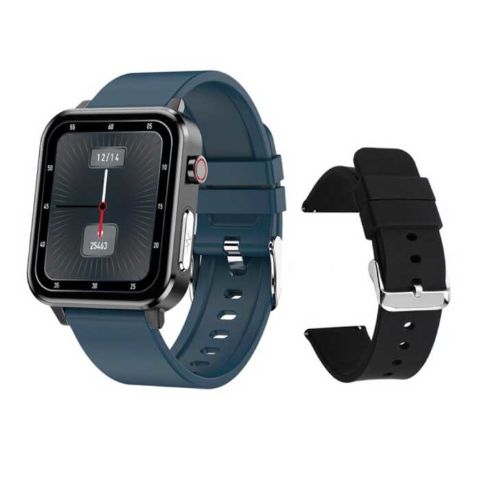 E86 ECG Smartwatch avec Bracelet Supplémentaire - Montre Fitness Sport Activity Tracker Android - Bracelet en TPU Bleu