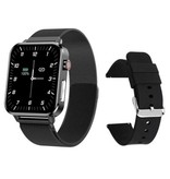 Stuff Certified® E86 EKG Smartwatch z dodatkowym paskiem - Fitness Sport Activity Tracker Zegarek Android - Siatkowy pasek Czarny