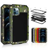 R-JUST Cover per serbatoio a corpo intero 360° per iPhone 13 + protezione per lo schermo - Cover antiurto in metallo nero