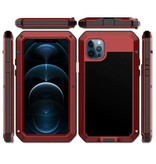 R-JUST Cover per serbatoio a corpo intero a 360° per iPhone 13 Mini + protezione per lo schermo - Cover antiurto in metallo rosso