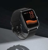 Haylou Reloj inteligente GST con monitor de presión arterial y medidor de oxígeno - Fitness Sport Activity Tracker Watch iOS Android - Correa de silicona negra