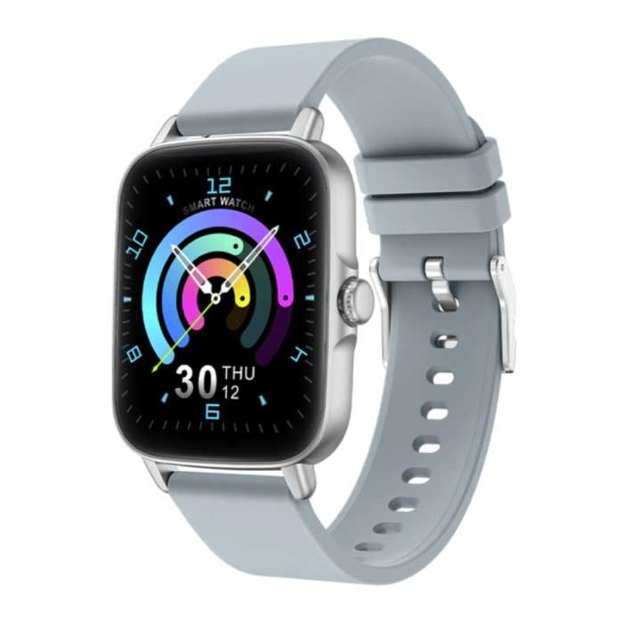 P28 Smartwatch Silicone Strap Fitness Sport Activity Tracker Watch Android iOS Silver