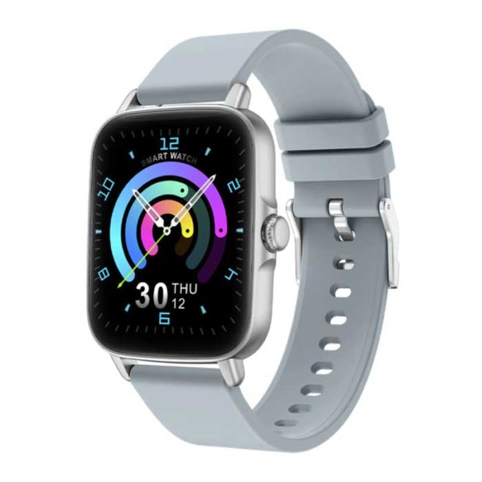 P28 Smartwatch Silikonband Fitness Sport Activity Tracker Uhr Android iOS Silber
