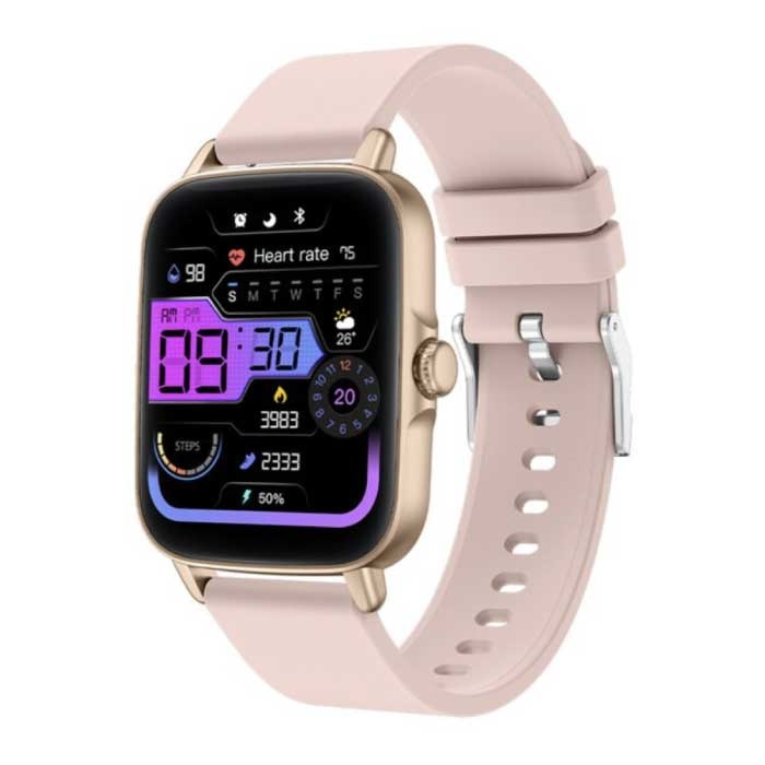 P28 Smartwatch Silicone Strap Fitness Sport Activity Tracker Watch Android iOS Gold