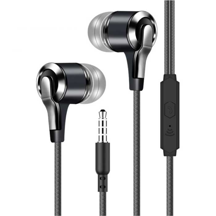 Stuff Certified® Auriculares X15 Extra Bass con micrófono - Auriculares AUX de 3,5 mm Auriculares con cable Auriculares Negro