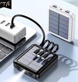 YTA Universele 20.000mAh Mini Solar Powerbank - 4 Types Oplaadkabel - Ingebouwde Zaklamp - Externe Noodaccu Batterij Oplader Charger Zwart