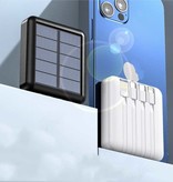 YTA Universele 20.000mAh Mini Solar Powerbank - 4 Types Oplaadkabel - Ingebouwde Zaklamp - Externe Noodaccu Batterij Oplader Charger Zwart