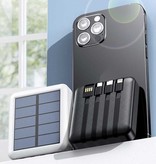 YTA Mini banco de energía solar universal 20.000mAh - 4 tipos de cable de carga - Linterna incorporada - Cargador de batería externo de emergencia Cargador de batería Negro