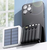 YTA Universele 20.000mAh Mini Solar Powerbank - 4 Types Oplaadkabel - Ingebouwde Zaklamp - Externe Noodaccu Batterij Oplader Charger Zwart