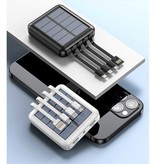 YTA Mini banco de energía solar universal 20.000mAh - 4 tipos de cable de carga - Linterna incorporada - Cargador de batería externo de emergencia Cargador de batería Negro