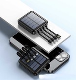 YTA Uniwersalny 20.000mAh Mini Solar Power Bank - Typy 4 Kabel ładujący - Wbudowana latarka - Zewnętrzna ładowarka awaryjna Ładowarka baterii Czarna