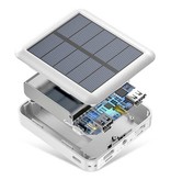 YTA Mini Solar Power Bank universale da 20.000 mAh - 4 tipi di cavo di ricarica - Torcia incorporata - Caricabatteria batteria di emergenza esterno Caricabatterie Bianco